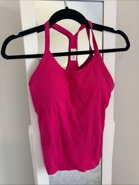 Racerback Ribbed Sports Tank - Vibrant Pink